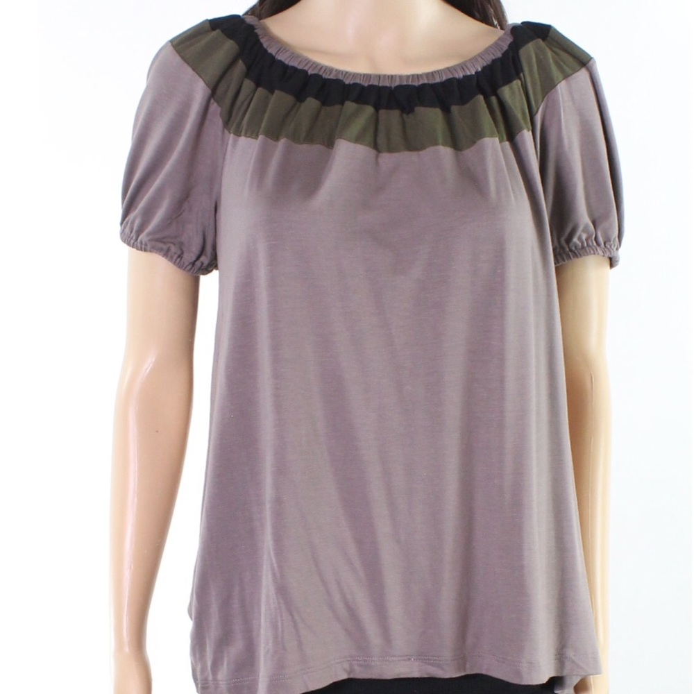 ELLA MOSS Brown Green Striped Knit Top